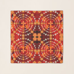 Pretty Floral Pattern Cute Garden Green Orange Scarf