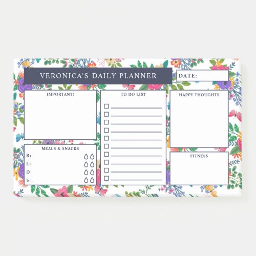 Pretty Floral Pattern Daily Planner Post_it Notes