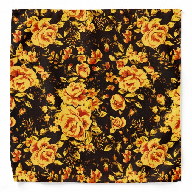 Pretty Floral Pattern, edgy amber rose Bandana (Front)