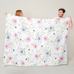 Pretty Floral Pattern Fleece Blanket