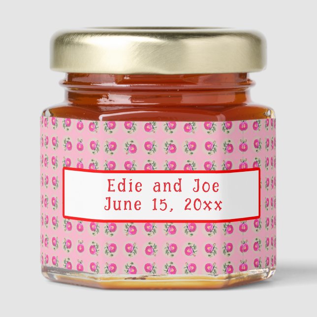Pretty Floral Pattern Honey  Pot Jar Favors (Front)