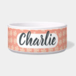 Pretty Floral Pattern on Pink Monogram Bowl<br><div class="desc">This pet bowl features a pretty pastel pink floral pattern on a rose pink background. Simply add your stylish script pet's name to the bowl via the customize it button in the menu! Exclusively designed for you by Happy Dolphin Studio.</div>