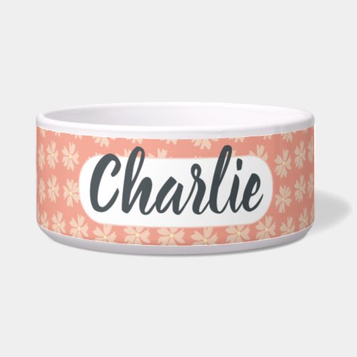 Pretty Floral Pattern on Pink Monogram Bowl