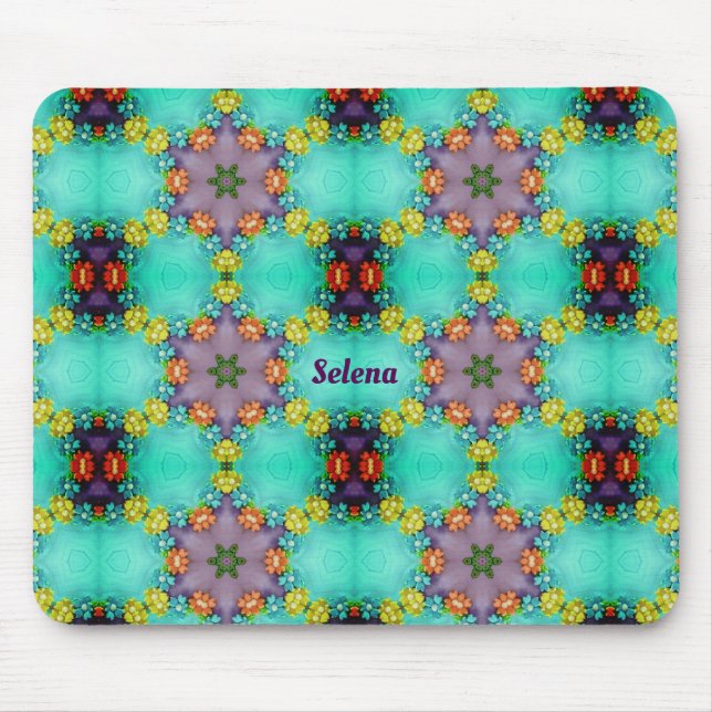 ~ Pretty Floral Pattern ~ Personalized SELENA ~ Mouse Pad (Front)