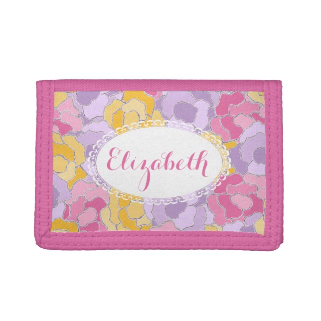 Pretty Floral Pattern Personalized Wallet (Front)