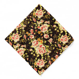 Pretty Floral Pattern pink rose, yellow flowers Bandana