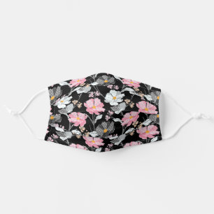 Pretty Floral Pattern Pink, White, Wild Flowers Adult Cloth Face Mask