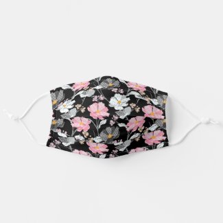 Pretty Floral Pattern Pink, White, Wild Flowers Cloth Face Mask