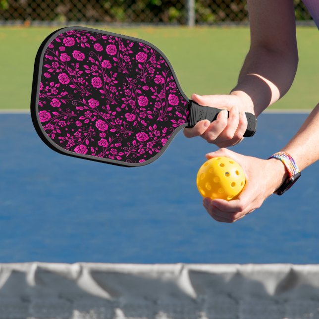 Pretty Floral Pattern Pink Wildflowers Pickleball Paddle (Insitu)