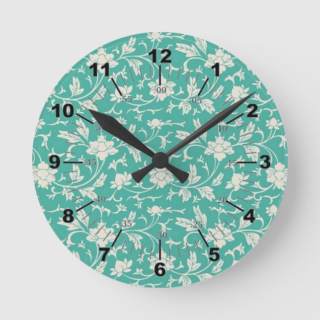 Pretty Floral Pattern Round Clock (Front)