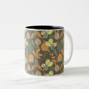 Pretty Floral Pattern Two-Tone Coffee Mug