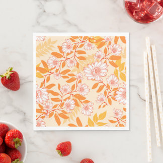 Pretty floral pattern with orange leaves napkins