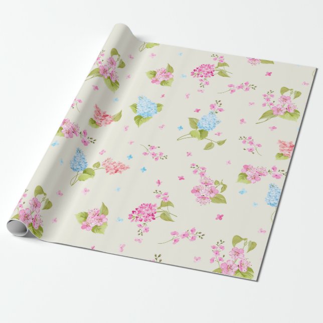 Pretty Floral pattern Wrapping Paper (Unrolled)