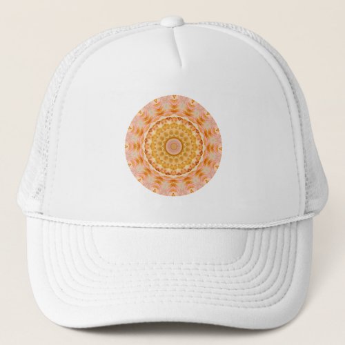 Pretty Floral Peach Rose Mandala Trucker Hat