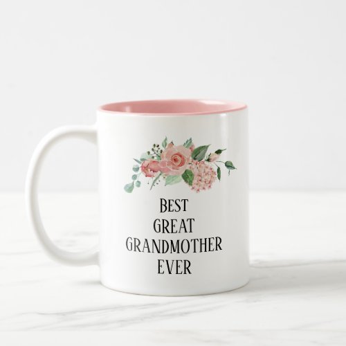 Pretty floral Personalised Best  Great Grandmother Two_Tone Coffee Mug