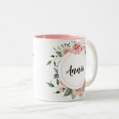 Pretty floral Personalized  best Friend Two-Tone Coffee Mug (Front Right)