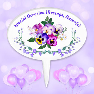 Pretty Floral, Personalized Cake Toppers Birthday,