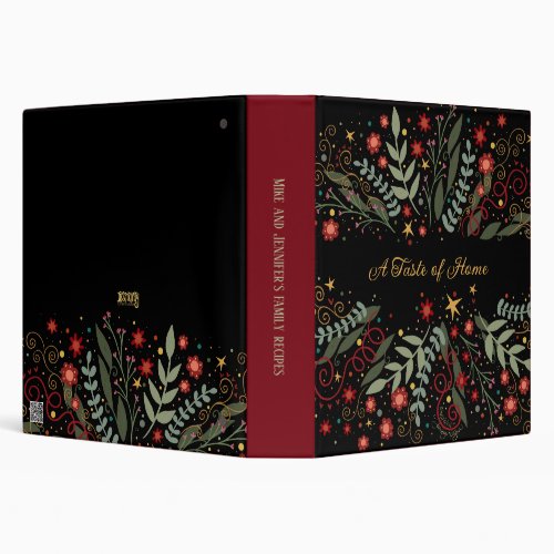 Pretty Floral Personalized Family Recipes 3 Ring Binder