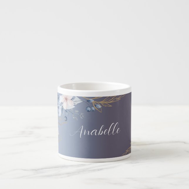 Pretty floral personalized gift  espresso cup (Front)