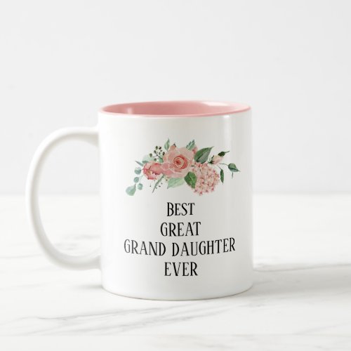 Pretty floral Personalized Great granddaughter  Two_Tone Coffee Mug