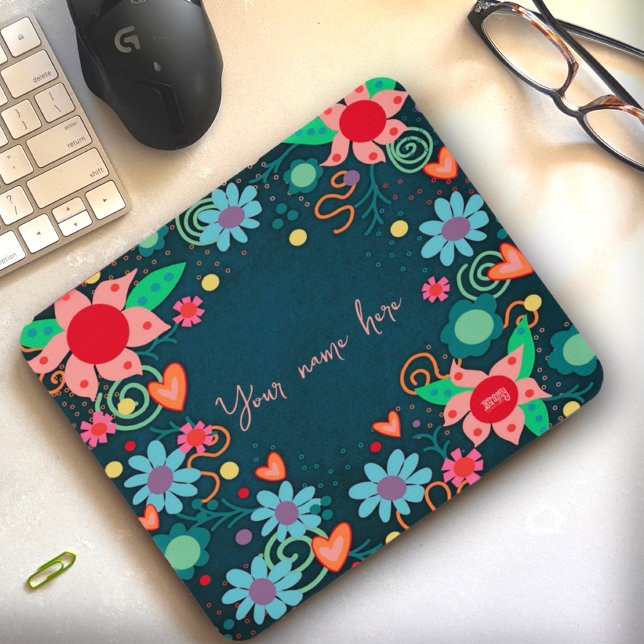 Pretty Floral Personalized Inspirivity Mousepad (Creator Uploaded)