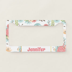 Pretty Floral Personalized License Plate Frame