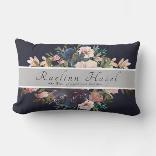 Pretty Floral Personalized Meaning Baby Girl Name Lumbar Pillow