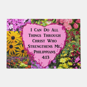 PRETTY FLORAL PHILIPPIANS 4:13 PHOTO DESIGN DOORMAT
