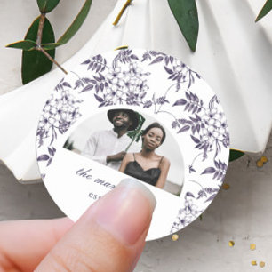 Pretty Floral Photo Arch Wedding Classic Round Sticker