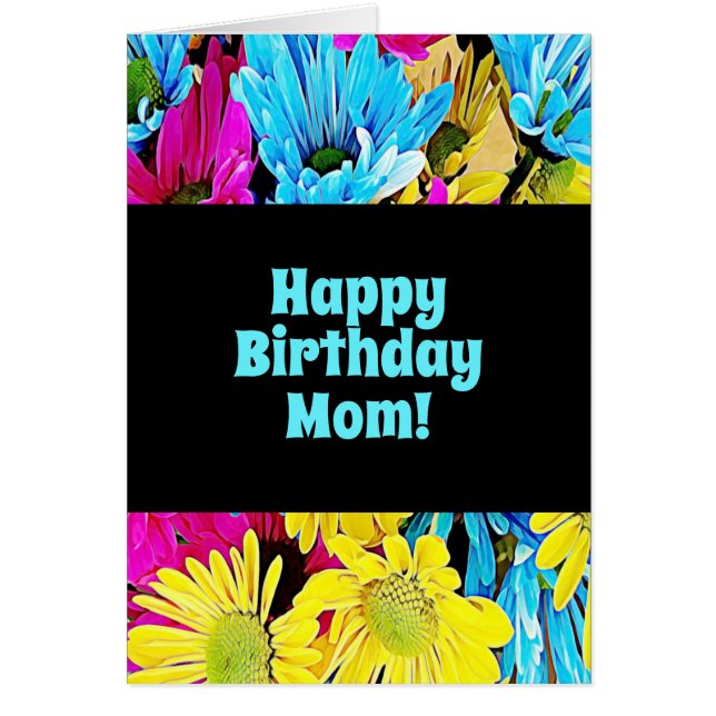 Pretty Floral Photo For Mom Birthday Card (Front)