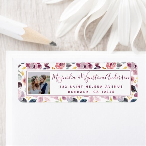 Pretty Floral Photo Return Address Label