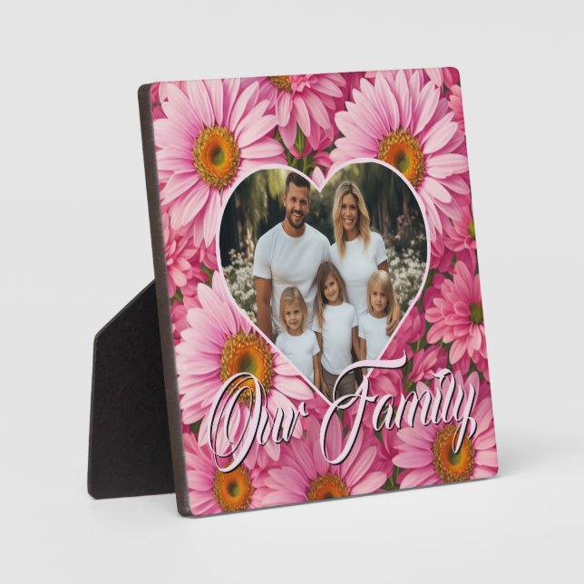 Pretty floral pink daisy personalize template plaque (Front)
