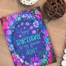 Pretty Floral Pink Favorite Aunt Birthday Card