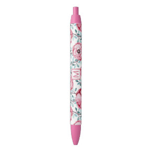 Pretty Floral Pink Monogram Pen