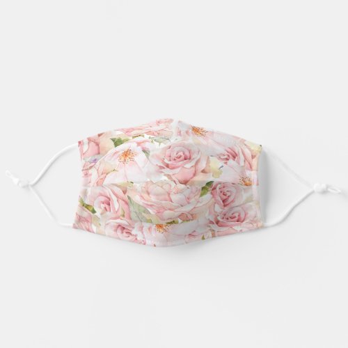 Pretty Floral Pink Roses Pattern Adult Cloth Face Mask