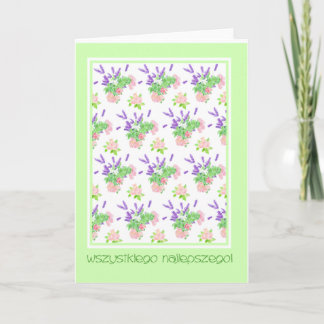 Pretty Floral Polish Language Greeting Birthday Card