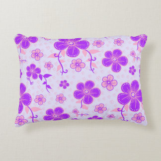 Pretty Floral Print Purple and Pink on Lavender Accent Pillow