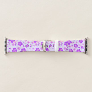 Pretty Floral Print Purple and Pink on Lavender Apple Watch Band