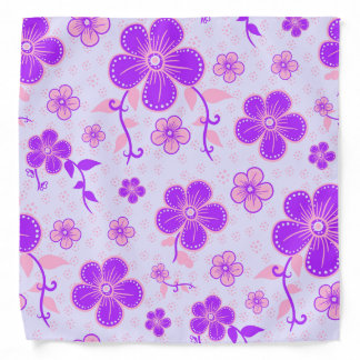 Pretty Floral Print Purple and Pink on Lavender Bandana