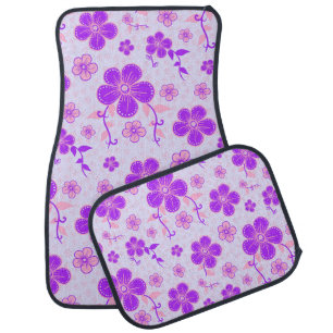 Pretty Floral Print Purple and Pink on Lavender Car Floor Mat