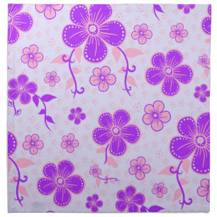 Pretty Floral Print Purple and Pink on Lavender Cloth Napkin