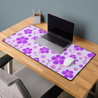 Pretty Floral Print Purple and Pink on Lavender Desk Mat