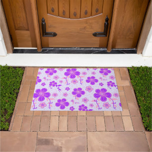 Pretty Floral Print Purple and Pink on Lavender Doormat