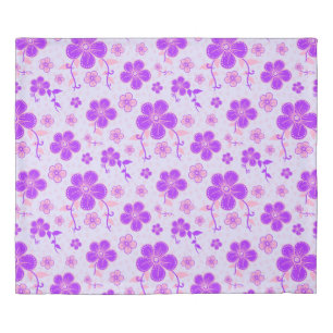 Pretty Floral Print Purple and Pink on Lavender Duvet Cover