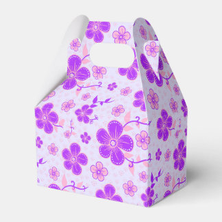 Pretty Floral Print Purple and Pink on Lavender Favor Boxes