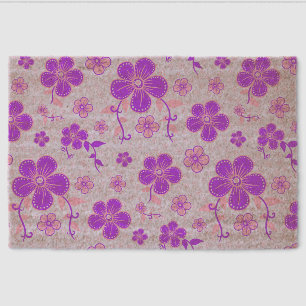 Pretty Floral Print Purple and Pink on Lavender Fiber Doormat