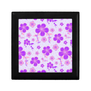 Pretty Floral Print Purple and Pink on Lavender Gift Box
