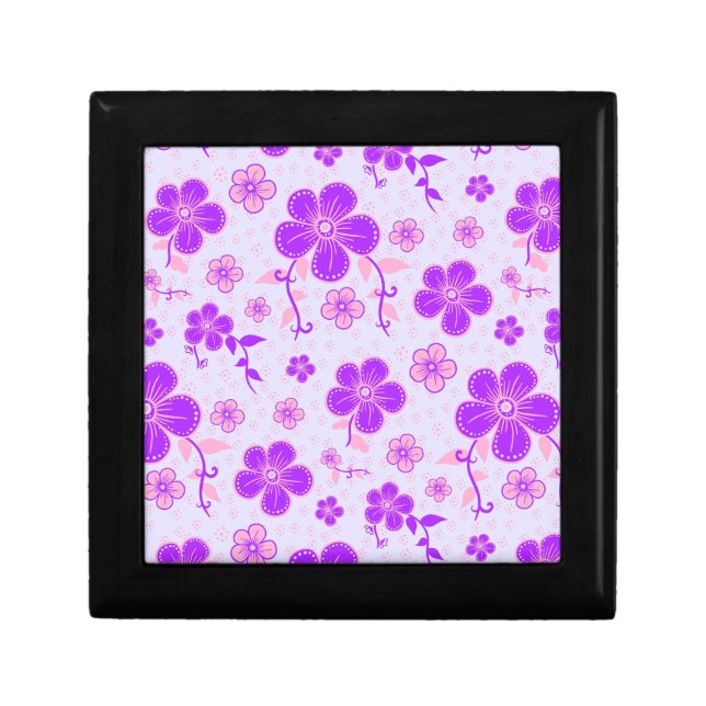 Pretty Floral Print Purple and Pink on Lavender Gift Box (Front)