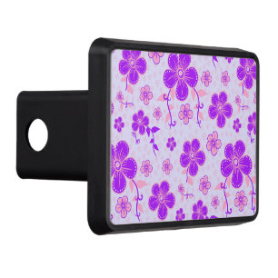 Pretty Floral Print Purple and Pink on Lavender Hitch Cover