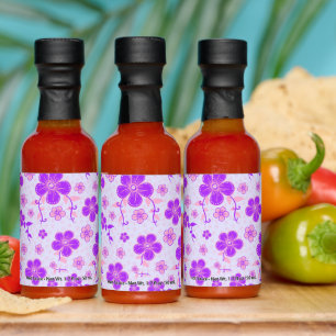 Pretty Floral Print Purple and Pink on Lavender Hot Sauces